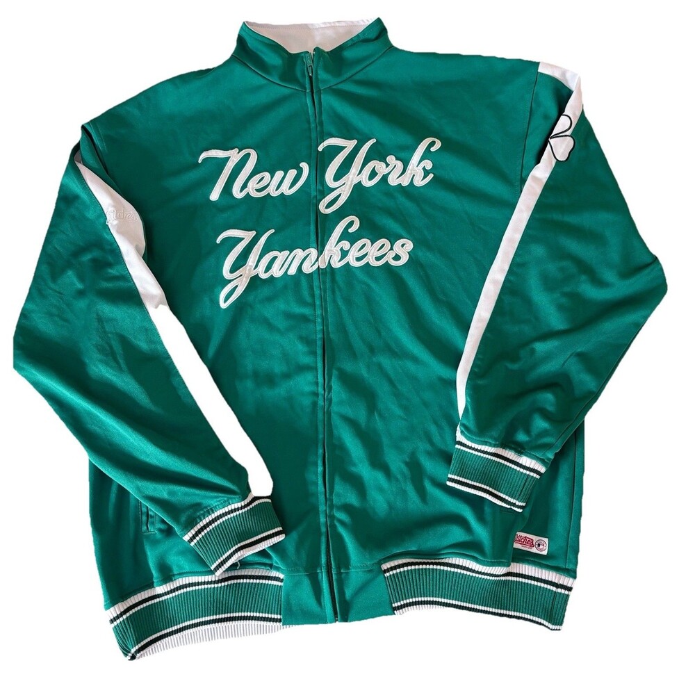 Stitches New York Yankees Green Track Jacket XL Full Zip MLB Jacket Vintage